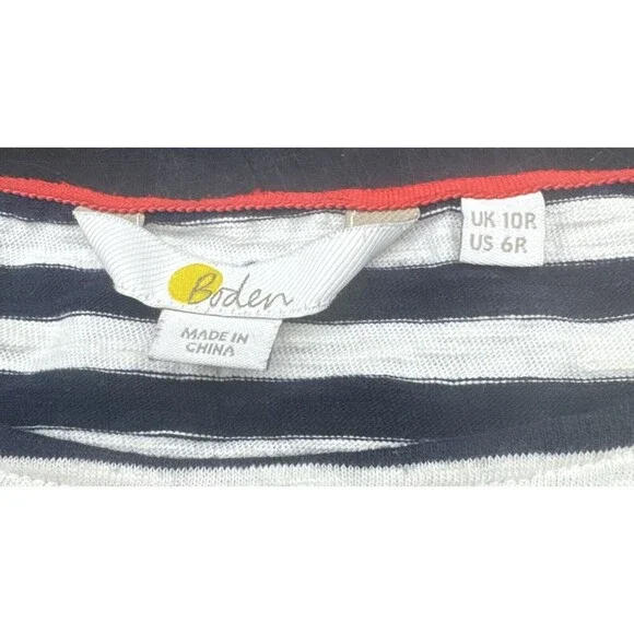 Boden Darcey Jersey BLACK WHITE Striped T Shirt Dress Sz 6R Nautical Travel - Picture 6 of 9
